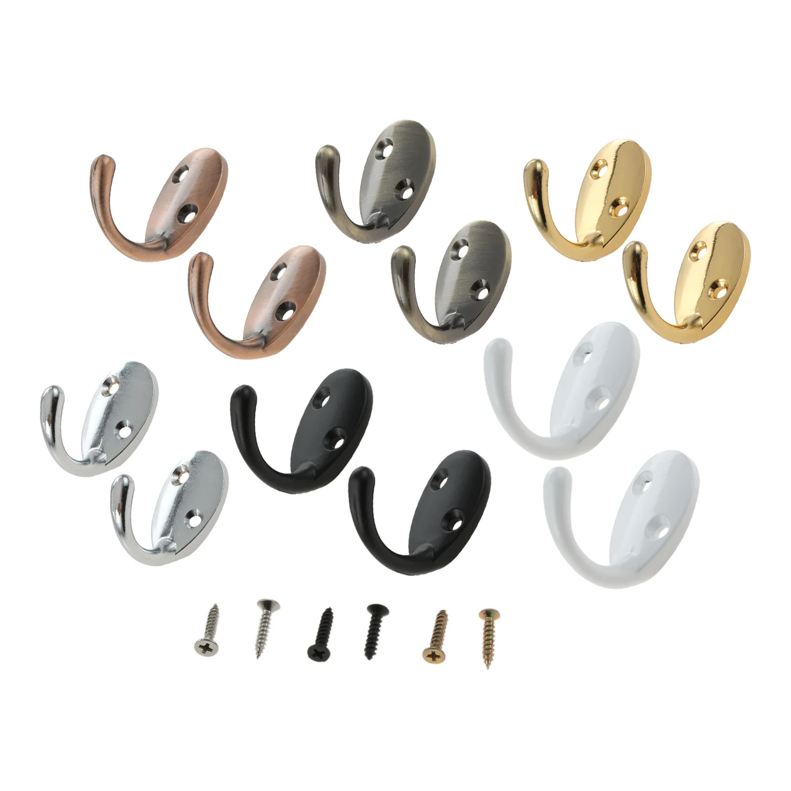 

10pcs Hooks w/screw 38mm Polished Black White Red Bronze Gold Hanger Simple Wall Mounted Hanging Coat Hat Towel Mask Robe Key