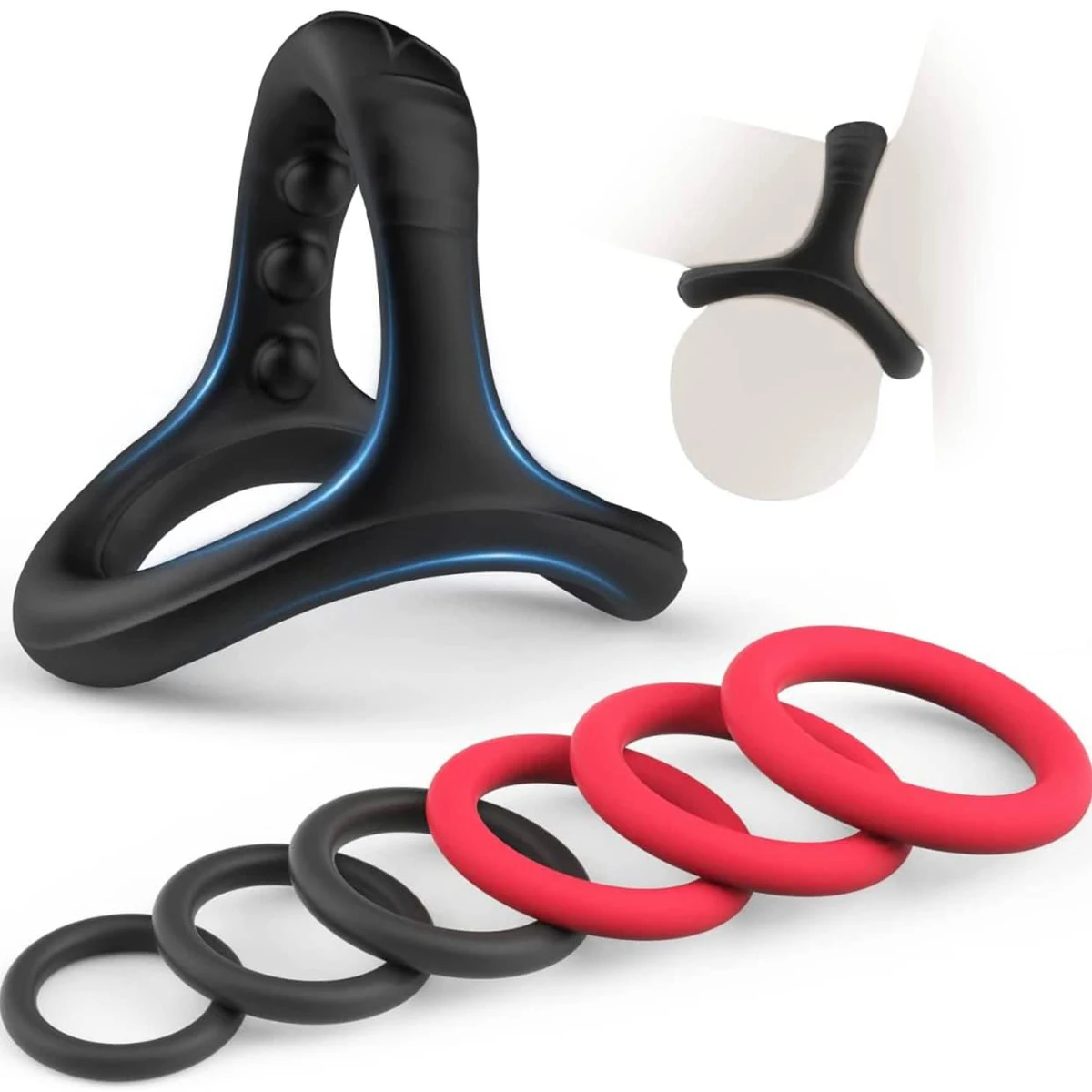 Silicone Penis Rings Cock Ring Erection Enhancing Triangular Penis Ring With Massage Beads Delayed Ejaculation Sex Toys For Men