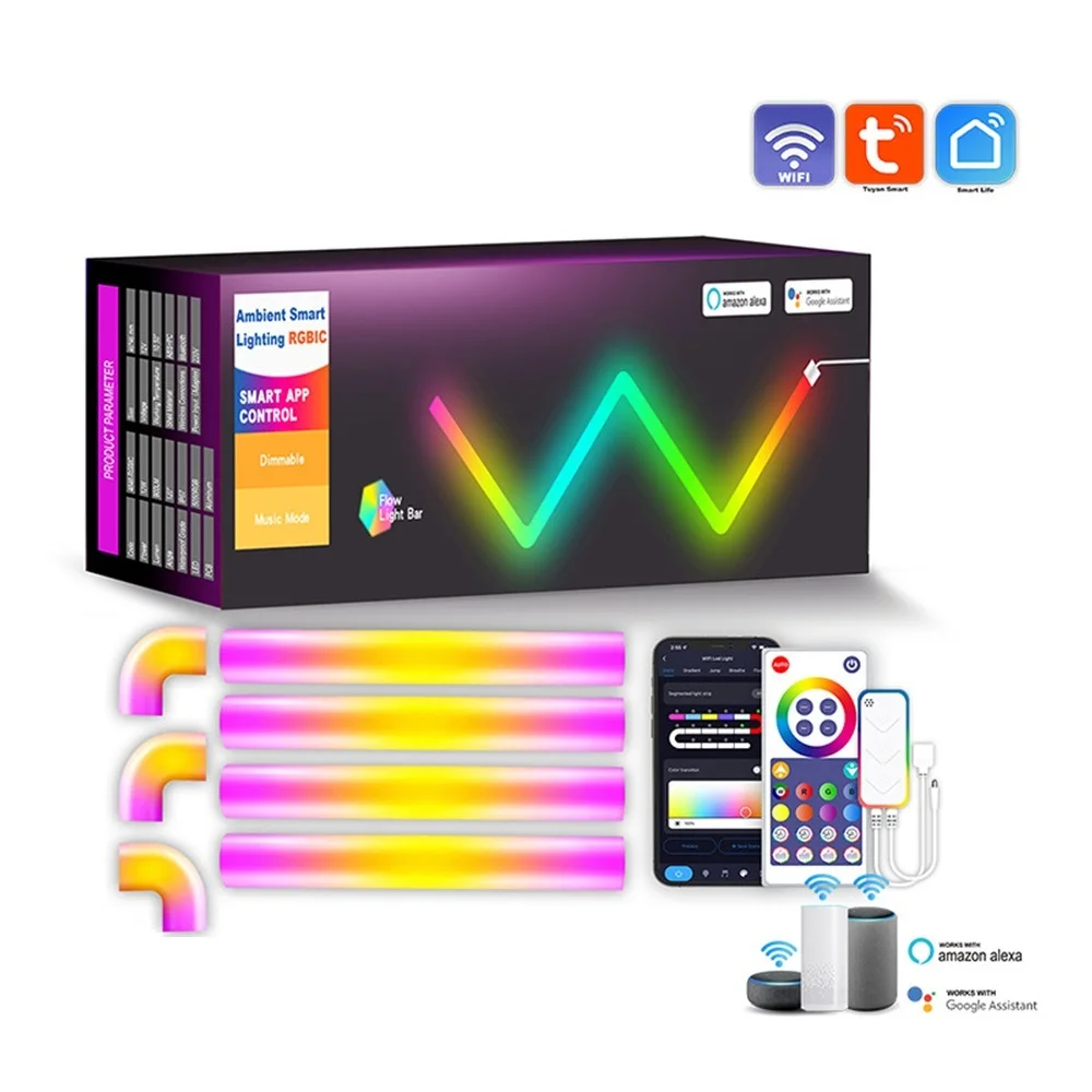 Smart Wifi APP Control Glide RGBIC LED Wall Lights Work with Alexa Google Assistant for Gaming TV Bedroom Decor Strip Lights