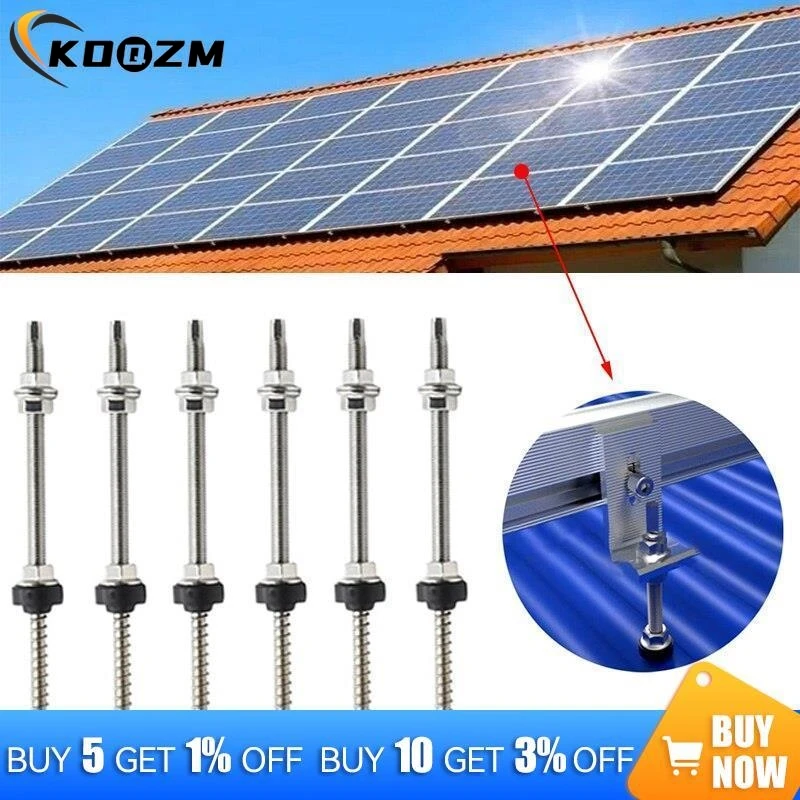 Hanger bolts M10 x 200/250 mm 304 stainless steel PV system pre-assembled height adjustable