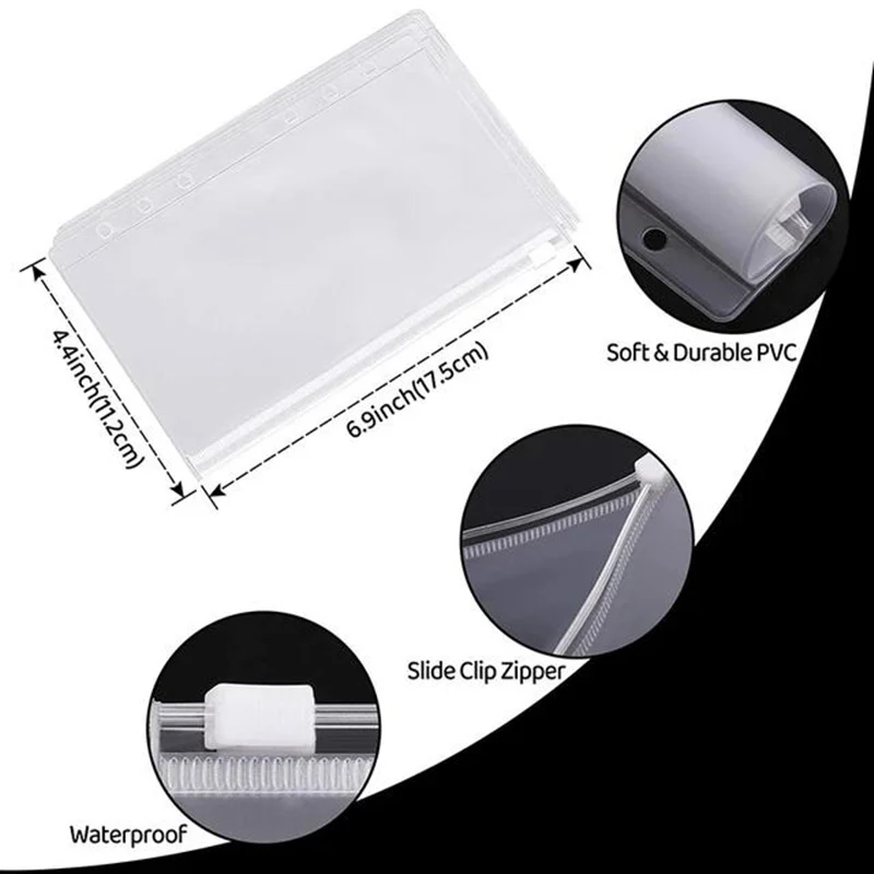 A6 PU Leather Budget Binder Notebook Cash Envelopes System Set Binder Pockets for Money Budget Saving Bill Organizer
