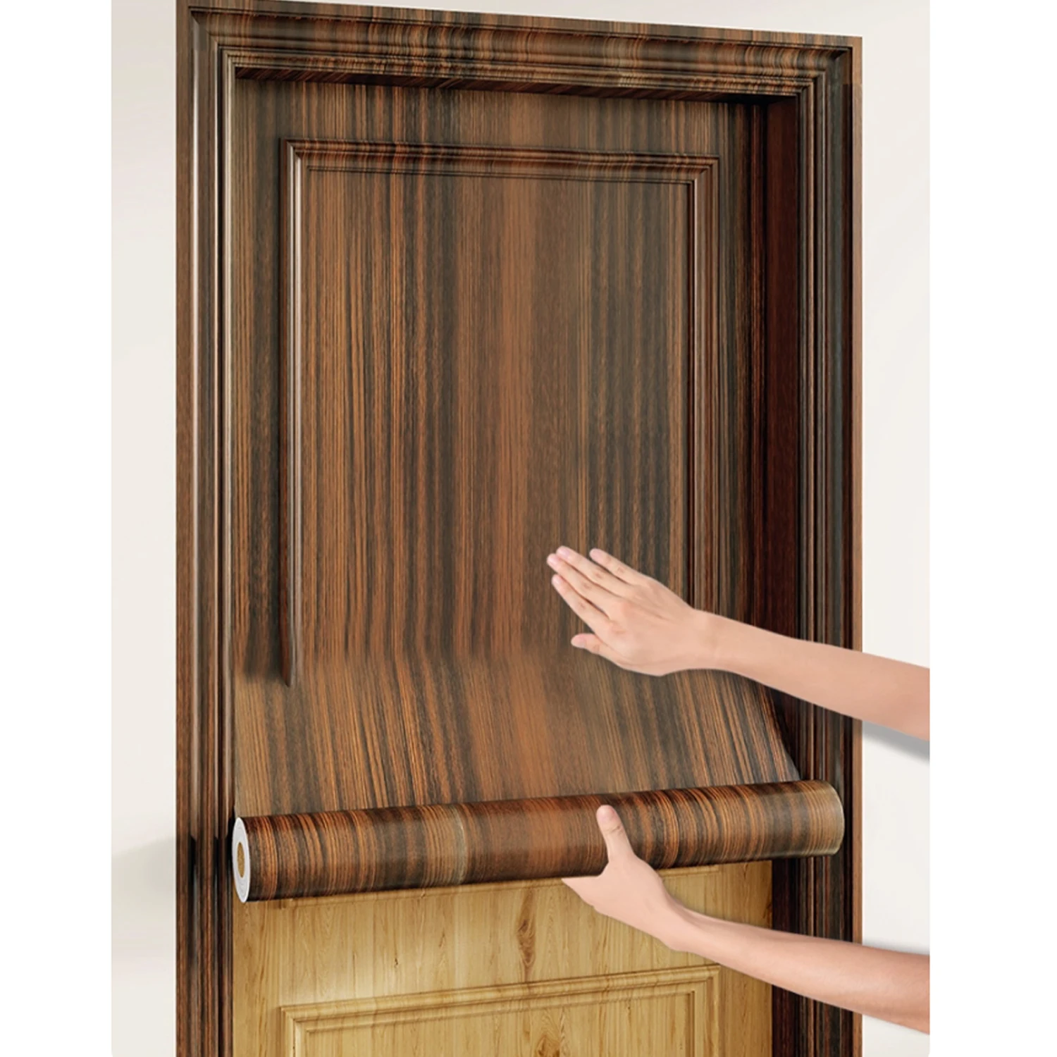 วอลเปเปอร์ไวนิลกันน้ำลายไม้แบบม้วน  สติ๊กเกอร์ติดผนังสำหรับตกแต่งผนัง  ฟิล์มตกแต่งเฟอร์นิเจอร์  ตกแต่งห้องนอน  ของตกแต่งบ้าน  วัสดุ PVC 1