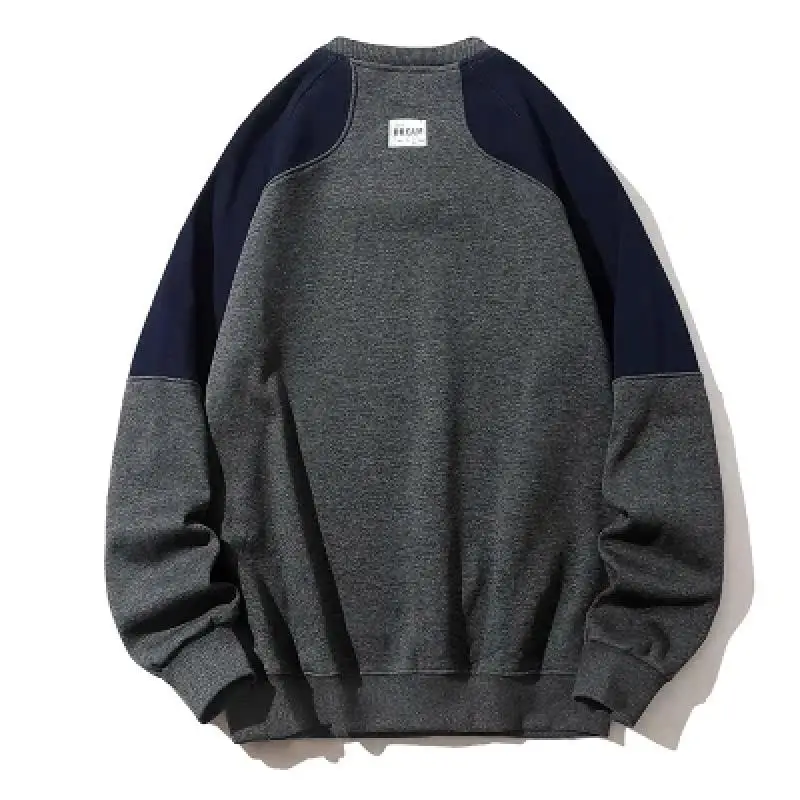 2023 Autumn Hot Selling Cotton Raglan Sleeve Patch Hoodie Men's Long Sleeved Base Shirt Casual Fashion Round Neck Pullover Top