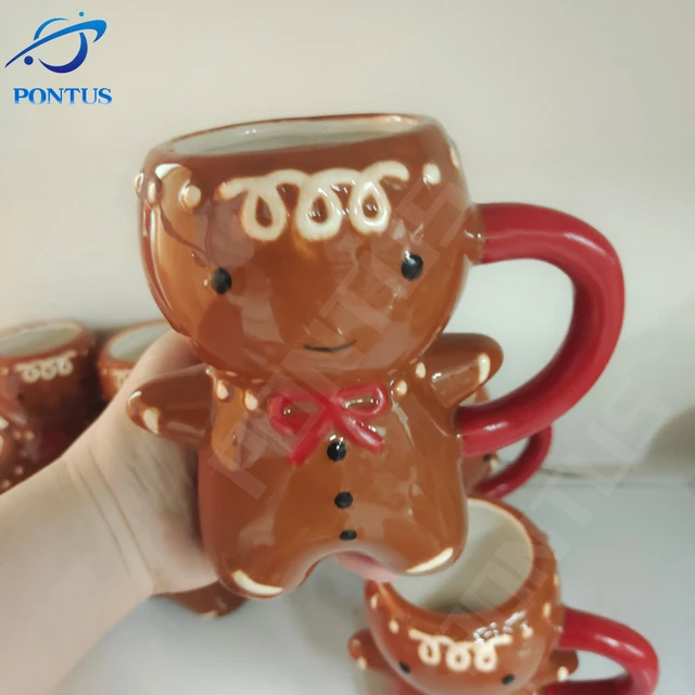 Gingerbread Man Mug Christmas Ceramic Tea Mugs 3D Gingerbread Man