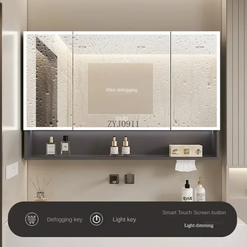 Space Aluminum Smart Bathroom Mirror Cabinet Defogging with Storage Bathroom Furniture Wall Storage Cabinets Mirror Box s b