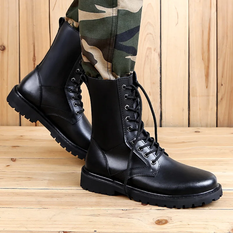 

2024 Italian Spring Brand Design Couples Men and Women Casual Non-slip Long Boot Black Leather High Top Lace-up Motorized Boots