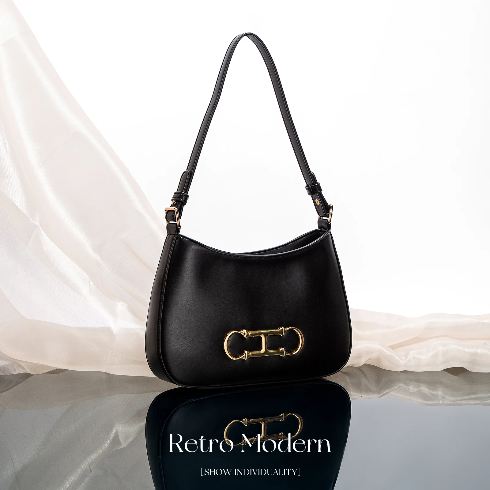 حقيبة كتف نسائية جديدة بتصميم كلاسيكي وأنيق، بلون...