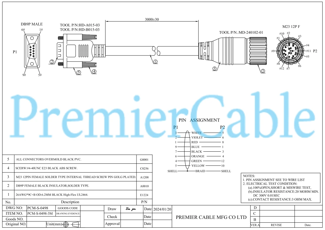 M23 12-Pin Buchse auf DB9 Buchse Verbindungskabel M23(CW) zu D-SUB 9-Pin Sensor-Encoder-Kabel Kompatibel mit Baumer S2BG12/K4BG9 – Detail 1