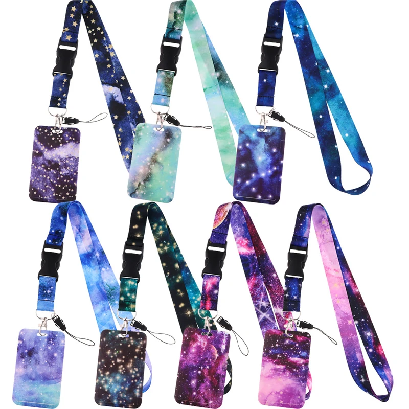 Romantic Universe Starry Sky Lanyard for Keys Phone Cool Neck Strap Lanyard for Camera Whistle ID Badge Cute webbings ribbons cute rainbow lanyard for key neck strap lanyard card holder badge key chain key holder hang rope keyrings accessories for women