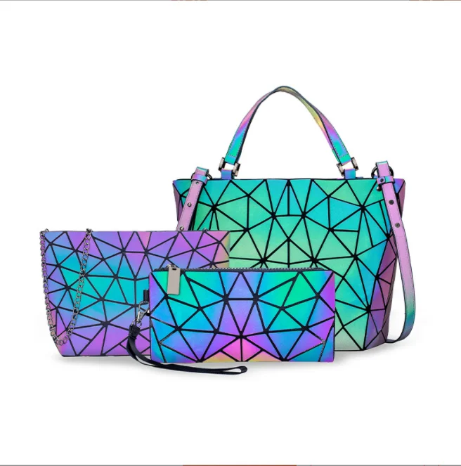 Geometric Backpack Luminous Backpacks Holographic Reflective Bag Lumikay  Bags Iridescent Rucksack Rainbow | Wish