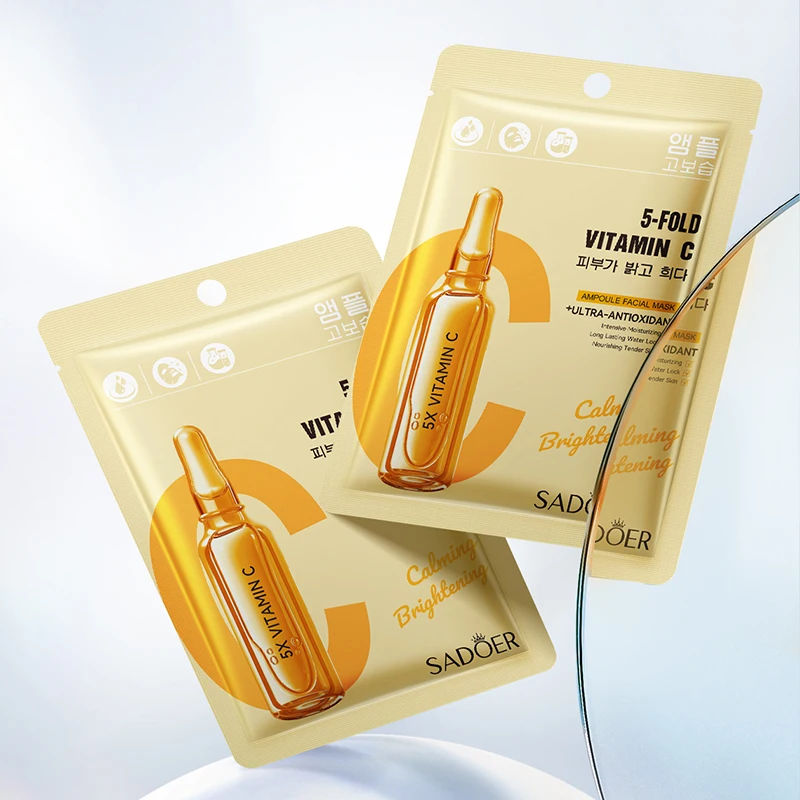 5/10pcs SADOER Vitamin C Face Mask Whitening Moisturizing Hydrating Facial Masks Korean Cosmetics Skin Care