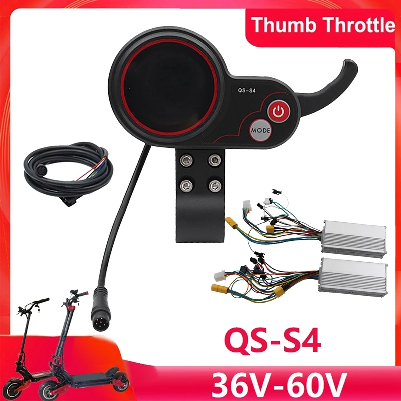

QS-S4 Thumb Throttle LCD Display 36V-60V 6PIN+48V 800W Dual Drive Controller For Zero 8 9 10 8X 10X Electric Scooter Parts