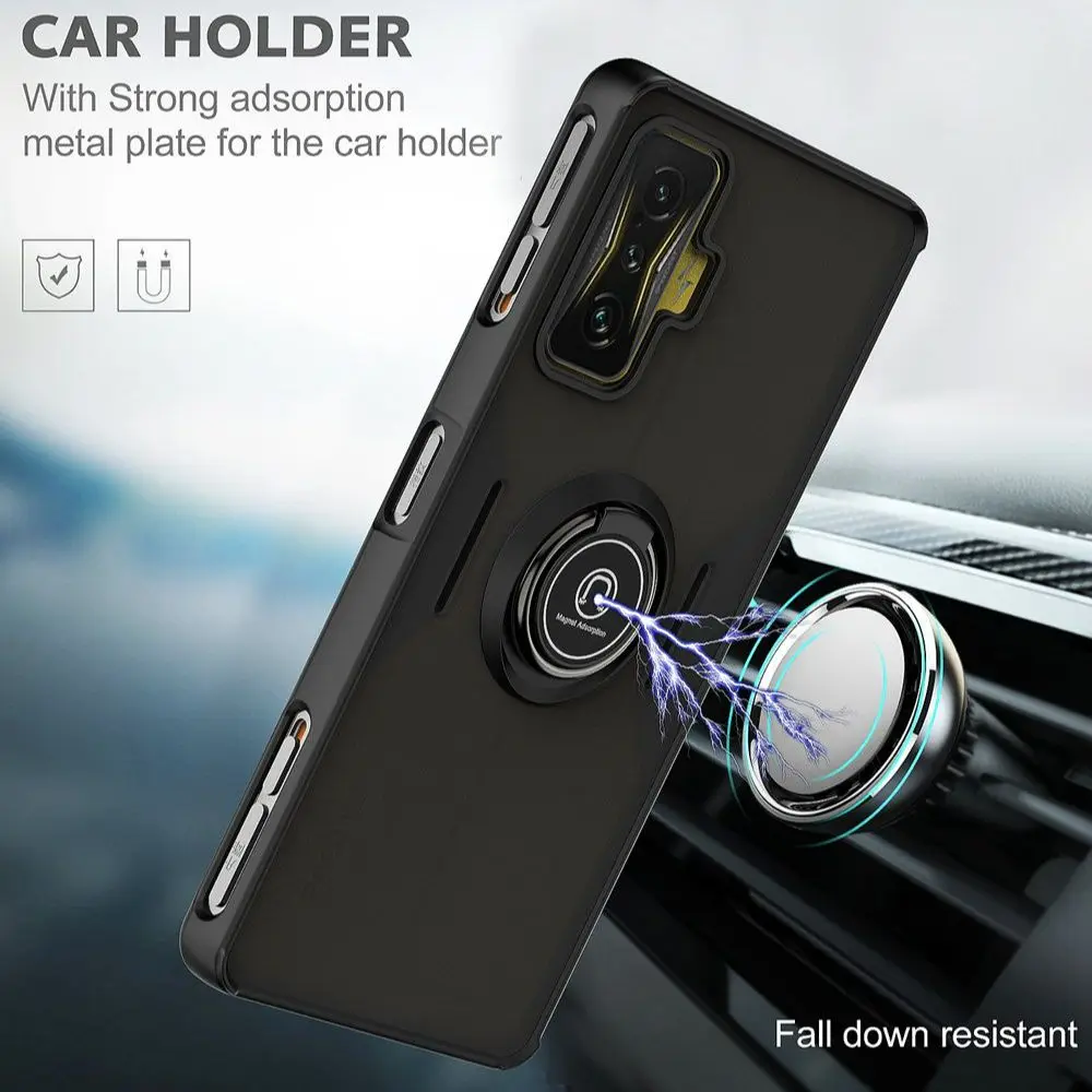 Shockproof Magnetic Ring Holder Case - Hard Protective Cover for Poco & Xiaomi Devices