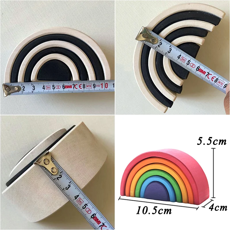 Wooden Rainbow Building Blocks Stacking Game for Kids