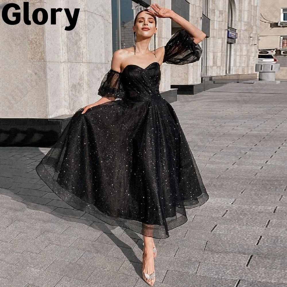 

Glitter Sweetheart Prom Dresses 2023 Detachable Sleeve Evening Dress Strapless Sparkly Tulle vestidos de graduación Party Gown