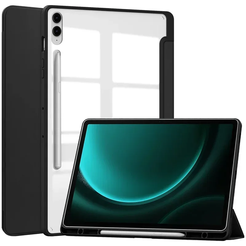 Crystal-Clear Hard PC & Soft Back Protective Case for Galaxy Tab S9 FE+ (2023)