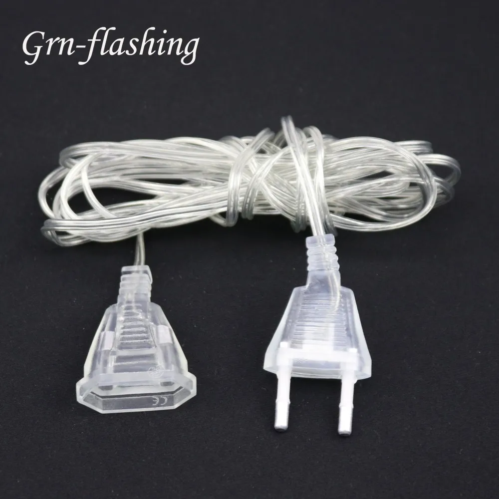 3m Eu Plug 220v Extension Cord Led Curtain Light String Power Extender
