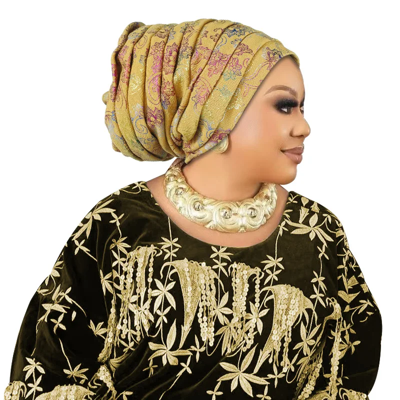 Elegant Glitter Pleated Turban Cap for Women: Stylish Head Wrap and Headpiece