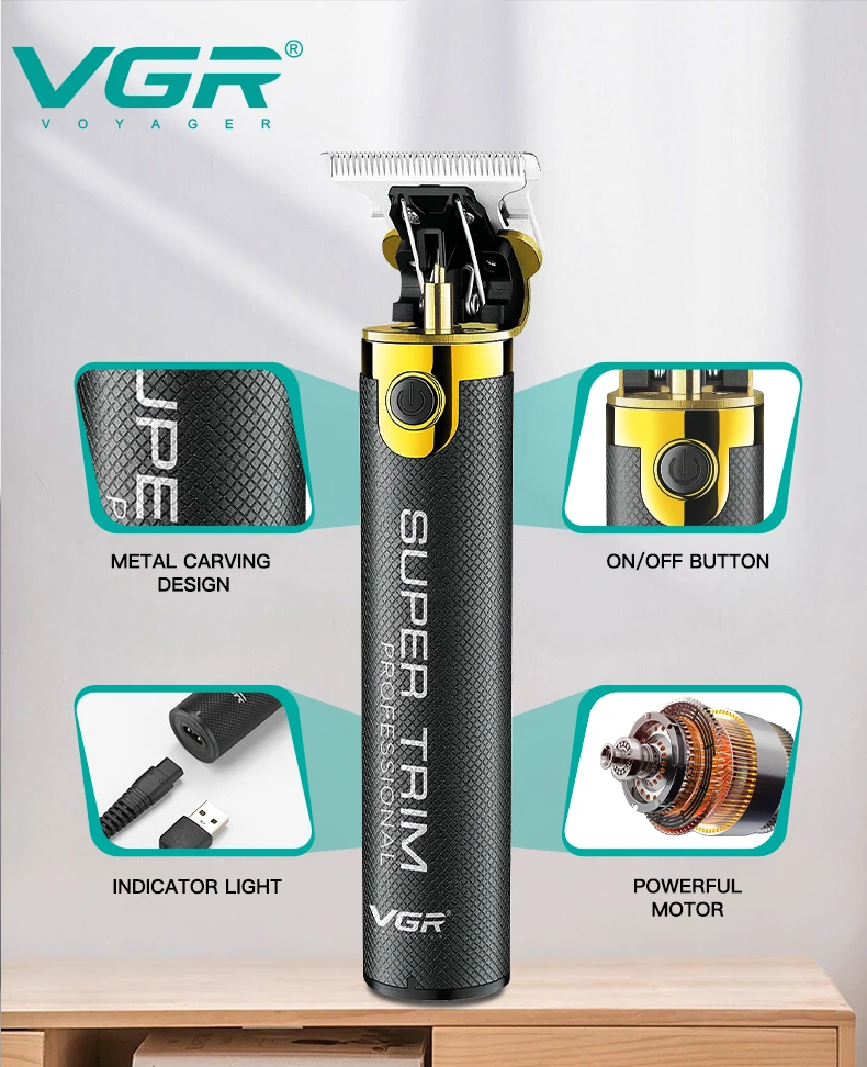 VGR V-082 T-blade Zero Hair Cutting Machine Rechargeable Hair Clipper Professional Electric Trimmer Cordless for Men hair trimmer hair clipper