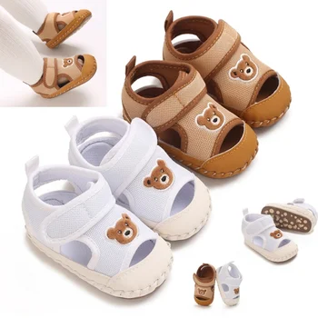 Nuove scarpe da ragazza Scarpe basse in età prescolare Suola in gomma morbida di alta qualità antiscivolo Estate Simpatico cartone animato Culla Prima scarpa da passeggio 0-18M 1