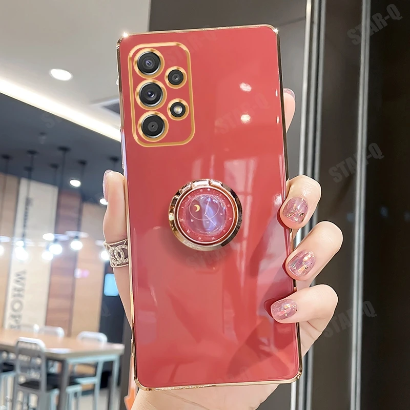 Luxury Plating Ring Holder Stand Silicone Phone Case Cover