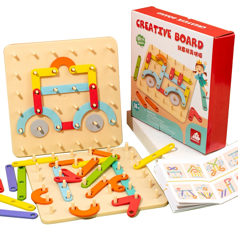 

Children Educational Toys Puzzle Graphics Geometric Pegboard Cards Creative Shape Color Baby Toys Early Learning Games For Kids