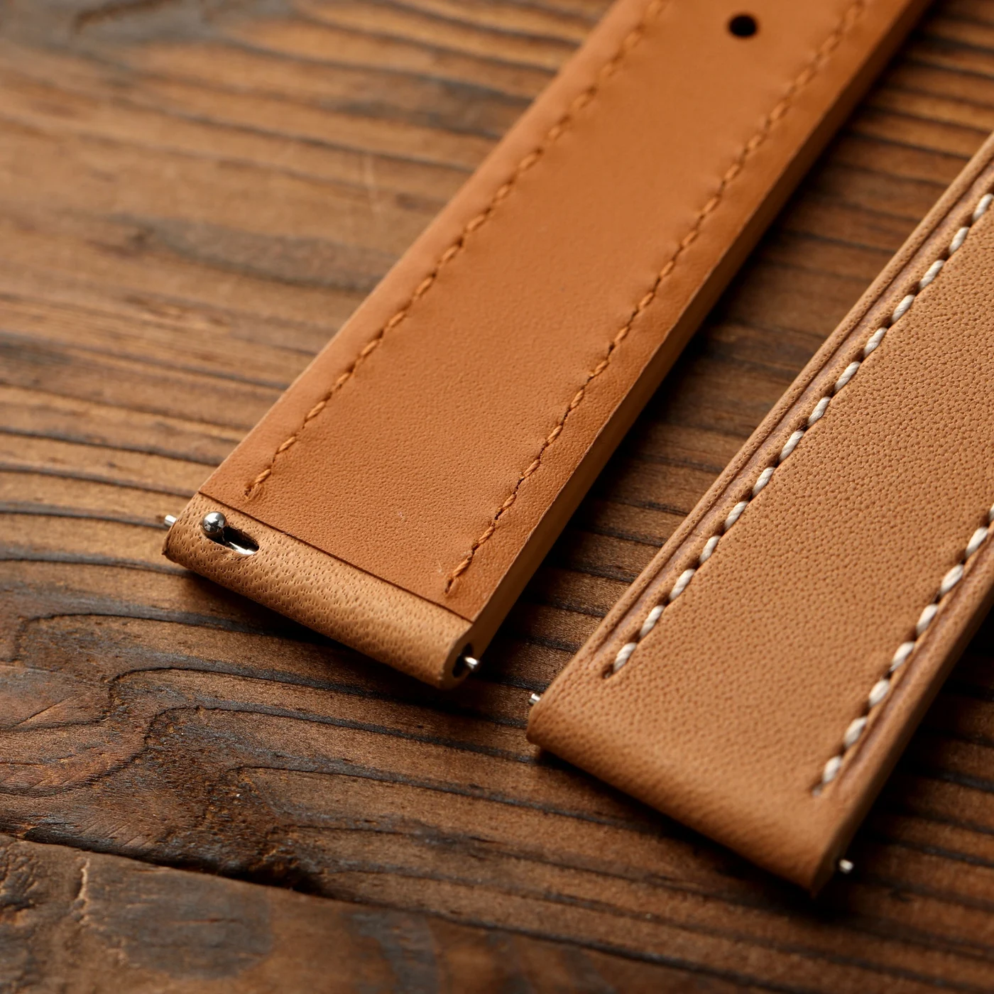 Handmade Original Color Vegetable-Tanned Leather Strap – Quick Detachable, Soft Retro Men's Accessory