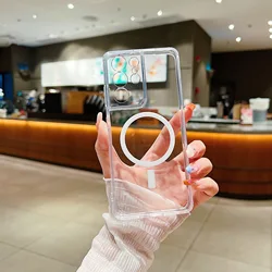 Transparent Magnetic Shockproof Hard Cover for Redmi Note 14 4G (Clear)
