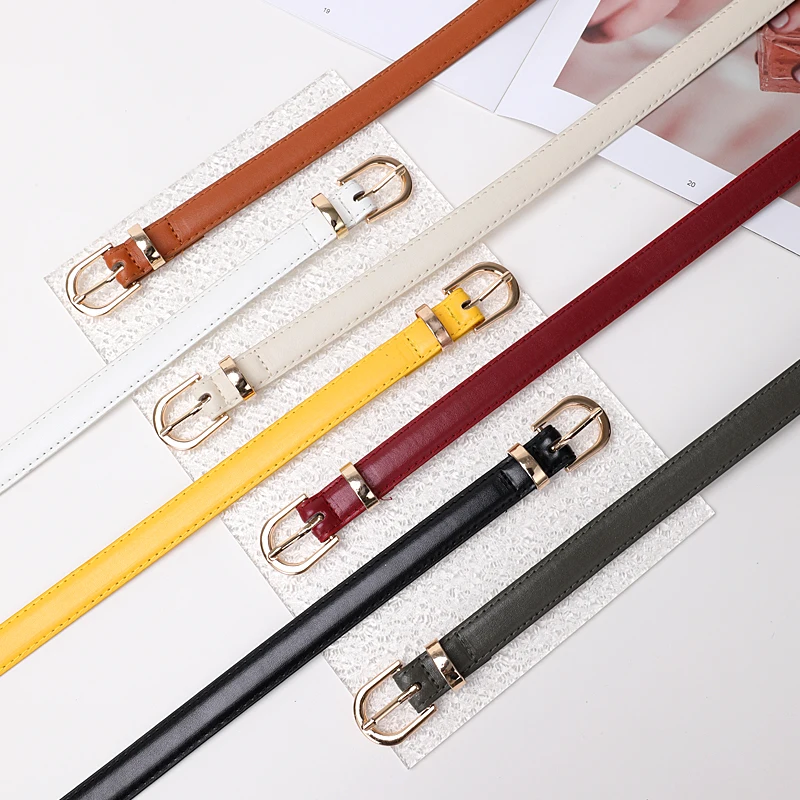 Goowail 2022 Female Black White Yellow Leather Belts Thin Waist Straps For Casual Dresses Jeans 130cm Long Plus Size Women