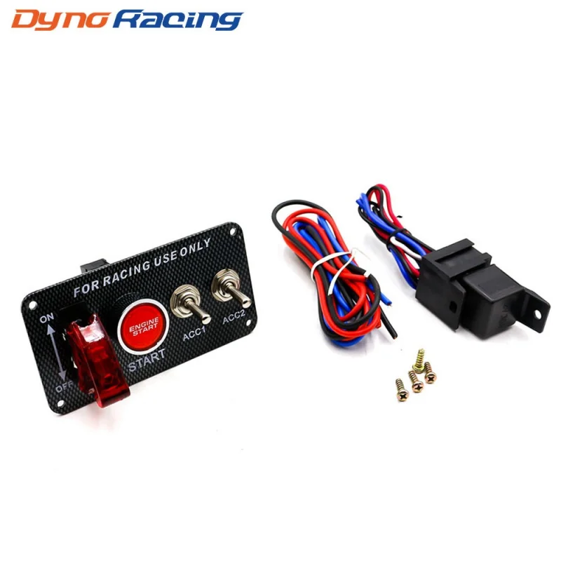

Car Modification Carbon Pattern Panel Four-in-One Combination Switch LEDOne-Click Start Ignition Switch with Light Second Gear