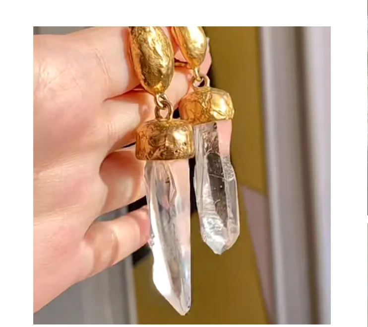 Vintage Chunky Long Clear Bar Drop Earrings For Women Jewelry Runway Party T Show Fancy Trendy Boho INS Japan Korea