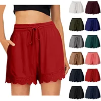 Shorts For Women Ruffle Hem Casual Shorts Plus Size Drawstring  Lace Shorts - Image 5