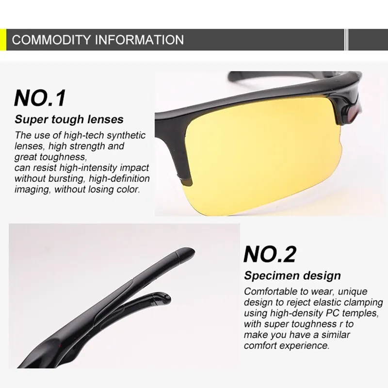 Men Sunglasses Day Night Dual Use Uv Resistant High Beam Light Cycling Non Polarized Outdoor Sports Bicycle Windproof Sunglasses