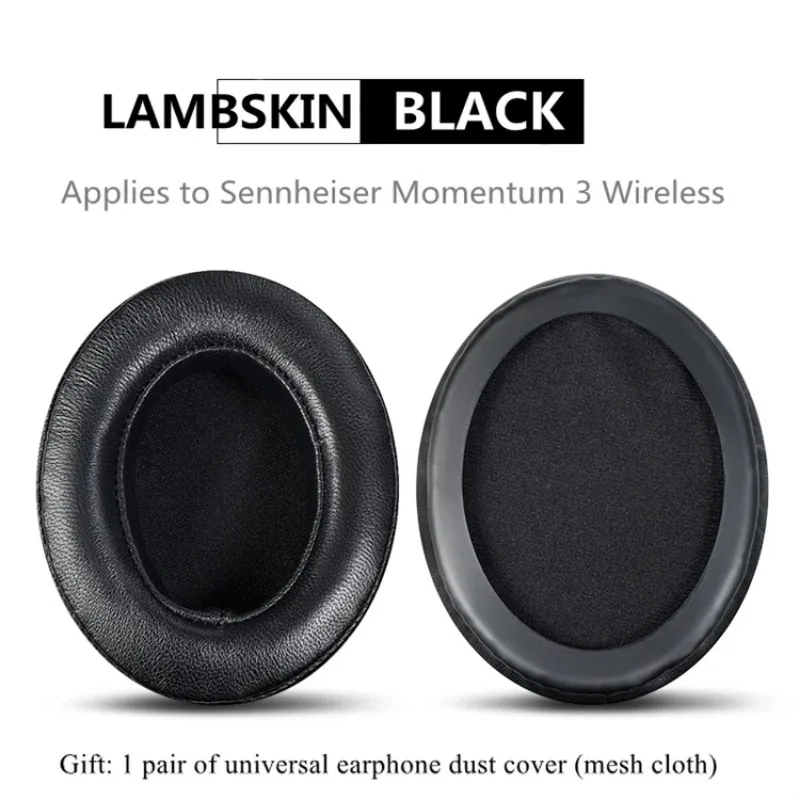 Lambskin Leather Replacement Ear Pads Earpad Cushions For Sennheiser Momentum 3 3.0 Wireless On Ear Headphone
