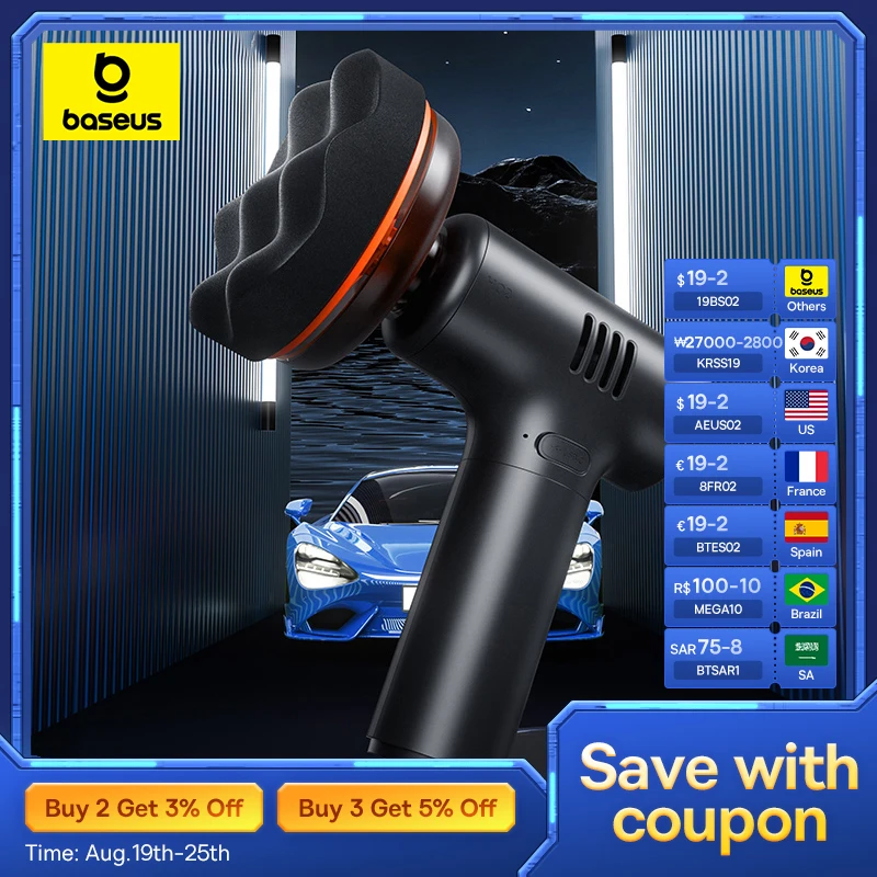 Car Polisher Baseus Car Polishing Machine Cordless Mini Electric Polisher With Adjust Speed For Car Home Wireless Polish Waxing
