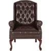 Traditional Queen Anne Style Chair with Thick Padded Seat and Lumbar Support Back with Royal Cherry Finish Wood Legs,Oxblood 3