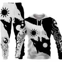 New Hoodie Sets Pullover Wolf Graphic 3D Printed Pants Suit  Autumn Casual Sweatshirt Tracksuit Set Fashion Men's Clothing Suit 2