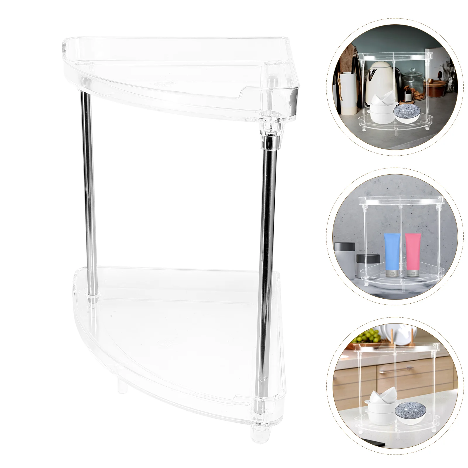 

Cabinet Organizer Corner Shelf Desk Shelves for Top of Countertop Cosmetics Holder