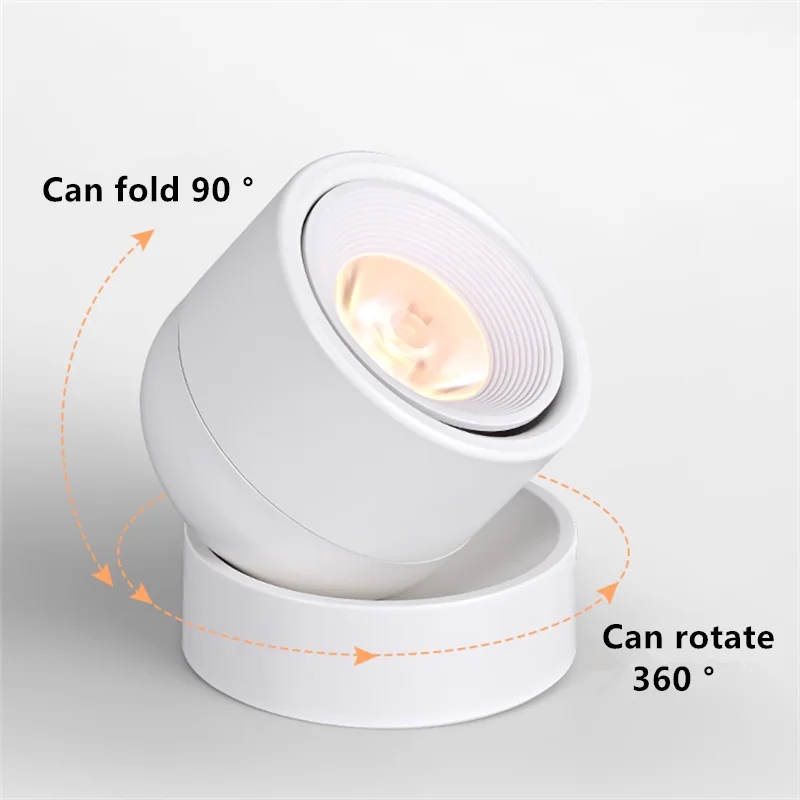 CRI95 Surface Mounted Dimmable LED Downlight 7W9W12W15W20W24W 360 &deg; Rotatable And Foldable Ceiling Lamp COB Spotlight AC90V-260V