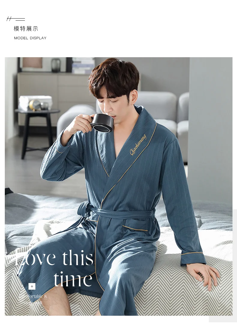 Carré Blanc Robe De Chambre Homme En Coton Peignoir Nid Dabeille