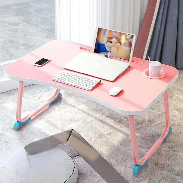 Escritorio para ordenador portátil, Mini mesa plegable de altura ajustable  para dormitorio, sentado sobre el suelo, móvil, para dormitorio - AliExpress