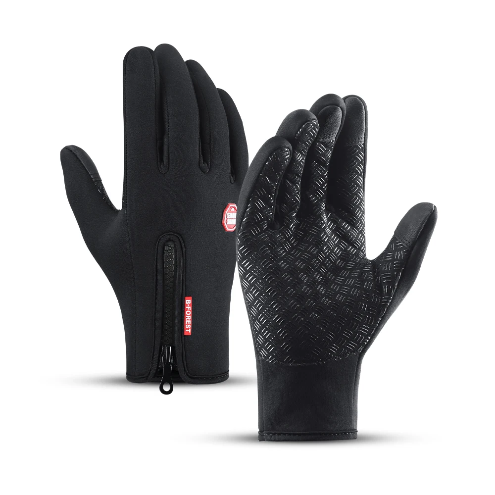 Autumn Winter Motorbike Gloves Windproof Anti-slip Touchscreen Fleece Keep Warm Work Gloves Men Sports Bike Skiing Black cycling gloves ski gloves