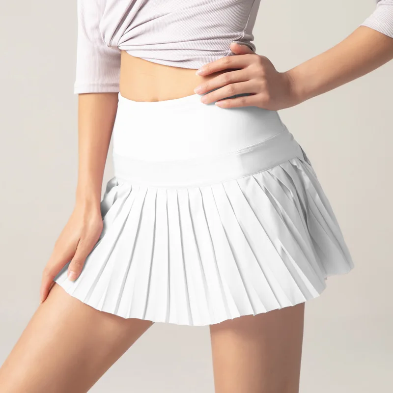 YAPU Women Sports Tennis Skirt Ladies Female Yoga Fitness Golf Badminton Quick Dry Anti Exposure Mini Skorts With Inner Short