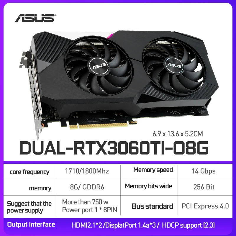 ASUS/ ASUS DUAL-RTX3060TI-O8G-V2 Snow Leopard desktop esports