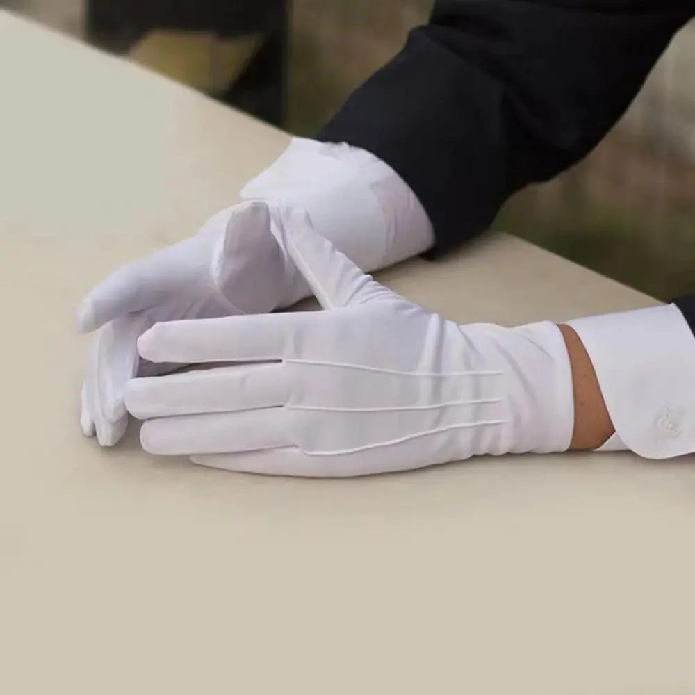 Weiche weiße Baumwollhandschuhe, dünne Hand, feuchtigkeitsspendende formelle Baumwollhandschuhe, schwarze und weiße Handschuhe, Schmuckinspektions-Fahrhandschuhe – Detail 8