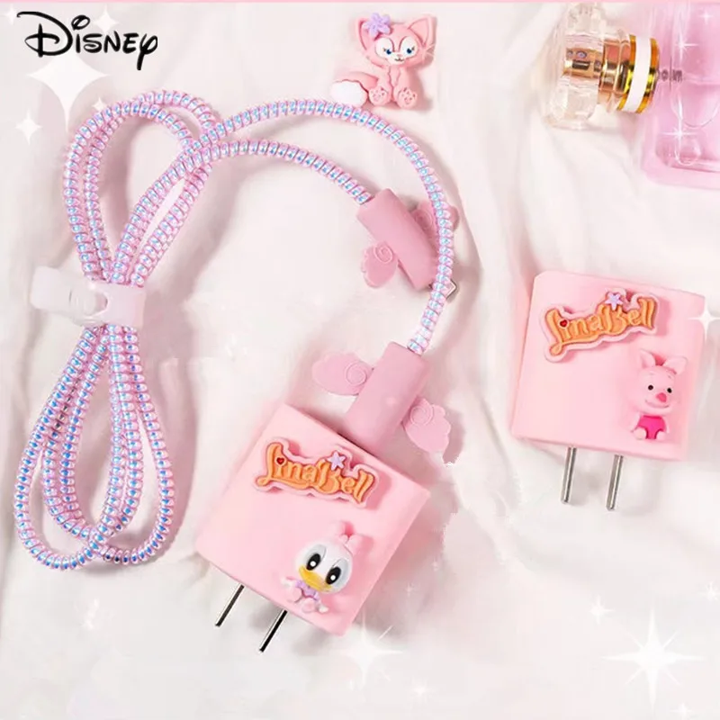 Cartoon Disney Cable Protector Per Iphone 11 12 Ipad 18W 20W Data Line Avvolgitore Set Caricabatterie Protector Per Apple Fast Charger