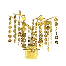 Pure Copper Money Tree Household Lucky Gold Coin Pachira Macrocarpa Living Room Interior Decoration Crafts Ornaments
