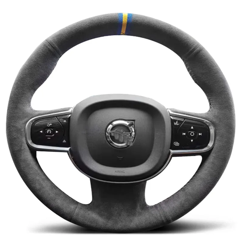 

Hand-Stitched non-slip suede car Steering Wheel Cover for Volvo V90 2016-2019 XC90 S90 2015-2019 auto parts