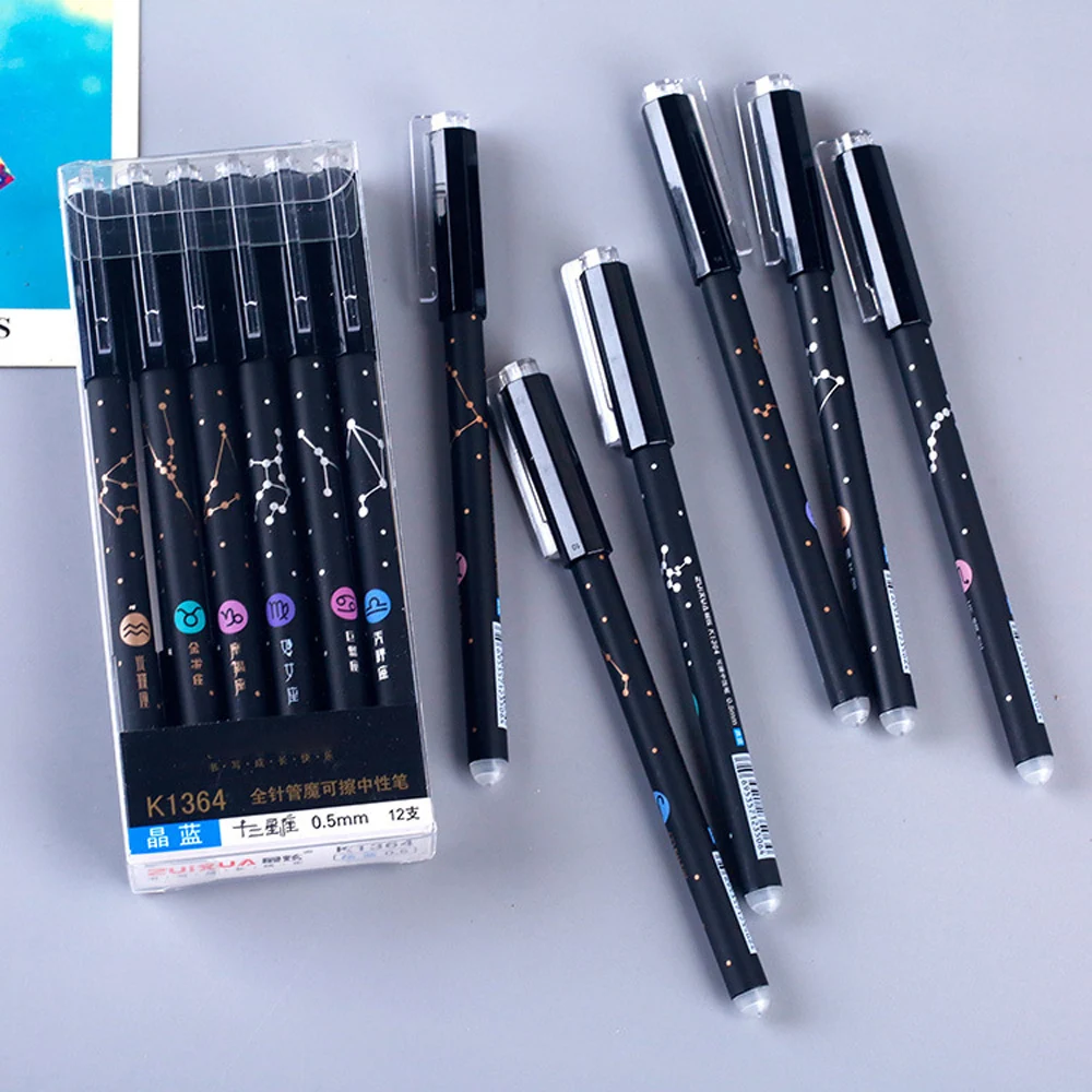 

4Pcs Erasable Gel Pen Blue Black ink 0.5mm Washable Handle Kawaii Pens Refill Rods School pen Writing Tools Cute Stationery