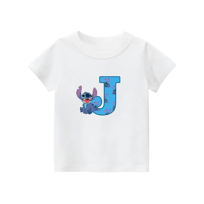 thumbnail image 1 of Nueva camiseta de algodón con letras ABCD de Stitch para niños, camisetas con combinación de nombres para niñas y niños, camisetas de dibujos animados Kawaii, ropa informal para niños, 1 of 5
